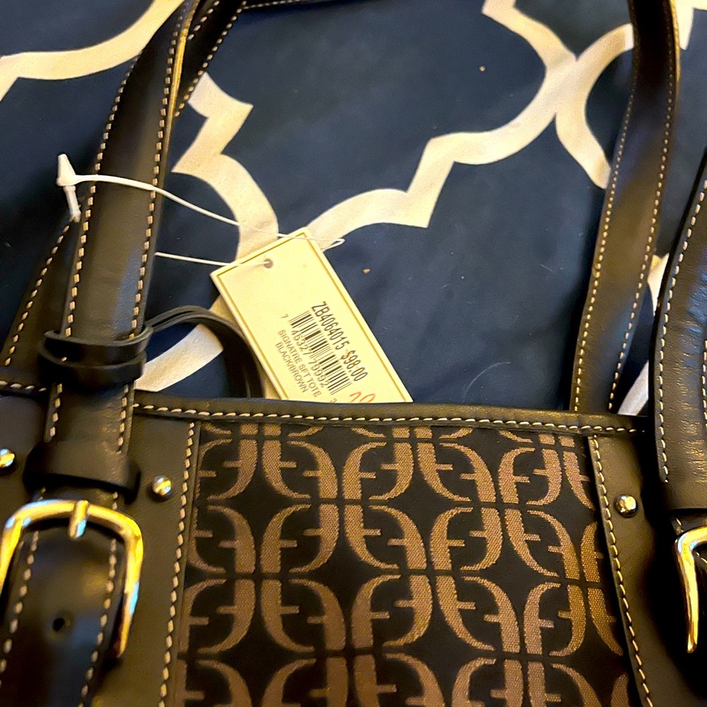Fossil Black and Brown Tote Bag